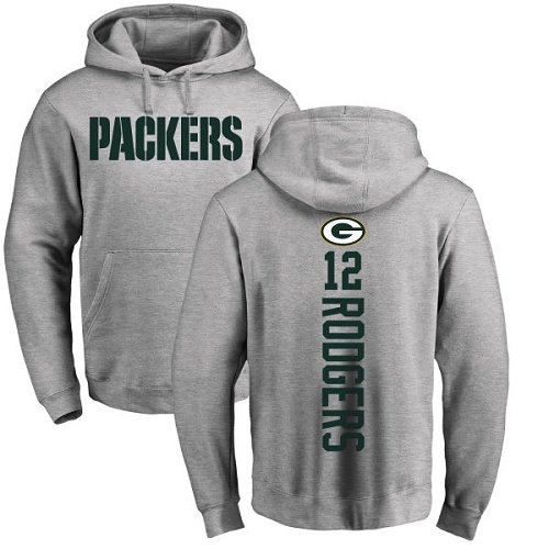 Green Bay Packers Ash 12 Rodgers Aaron Backer Nike NFL Pullover Hoodie